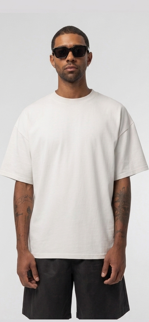 Men's Premium Oversized Cotton T-Shirt - Off-White