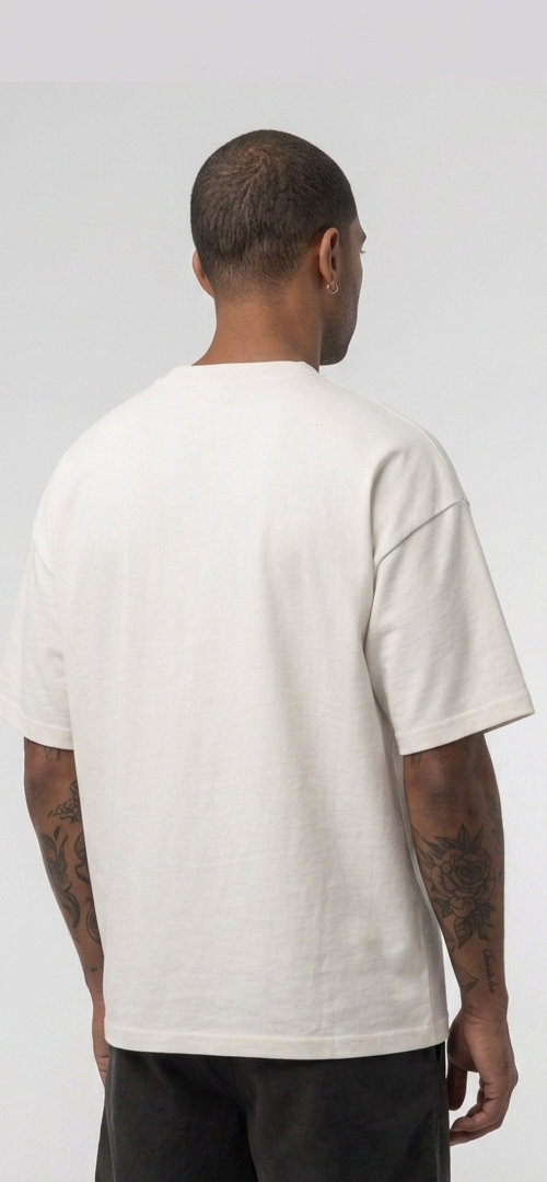 Men's Premium Oversized Cotton T-Shirt - Off-White